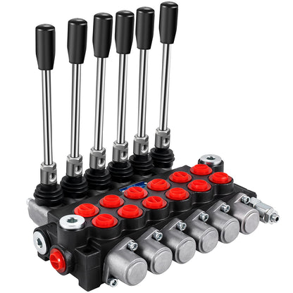 VEVOR Hydraulic Directional Control Valve, 6 Spool Hydraulic Spool Valve, 11 GPM Hydraulic Loader Valve, 3600 PSI Directional Control Valve, Hydraulic Valves and Controls for Tractors Loaders Tanks