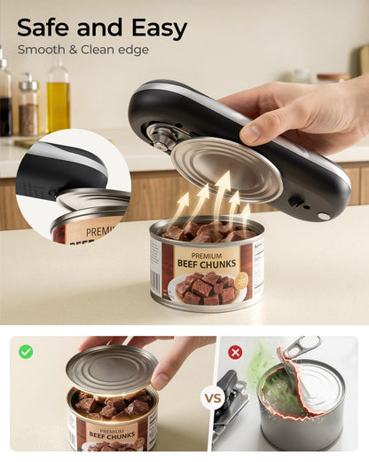 Electric Can Opener, One-Touch Automatic Can Opener, USB Rechargeable Electric Can Opener for Seniors with Arthritis- Cordless Battery Powered, Side Cut, Smooth Edge, Handsfree, for Any Size Cans