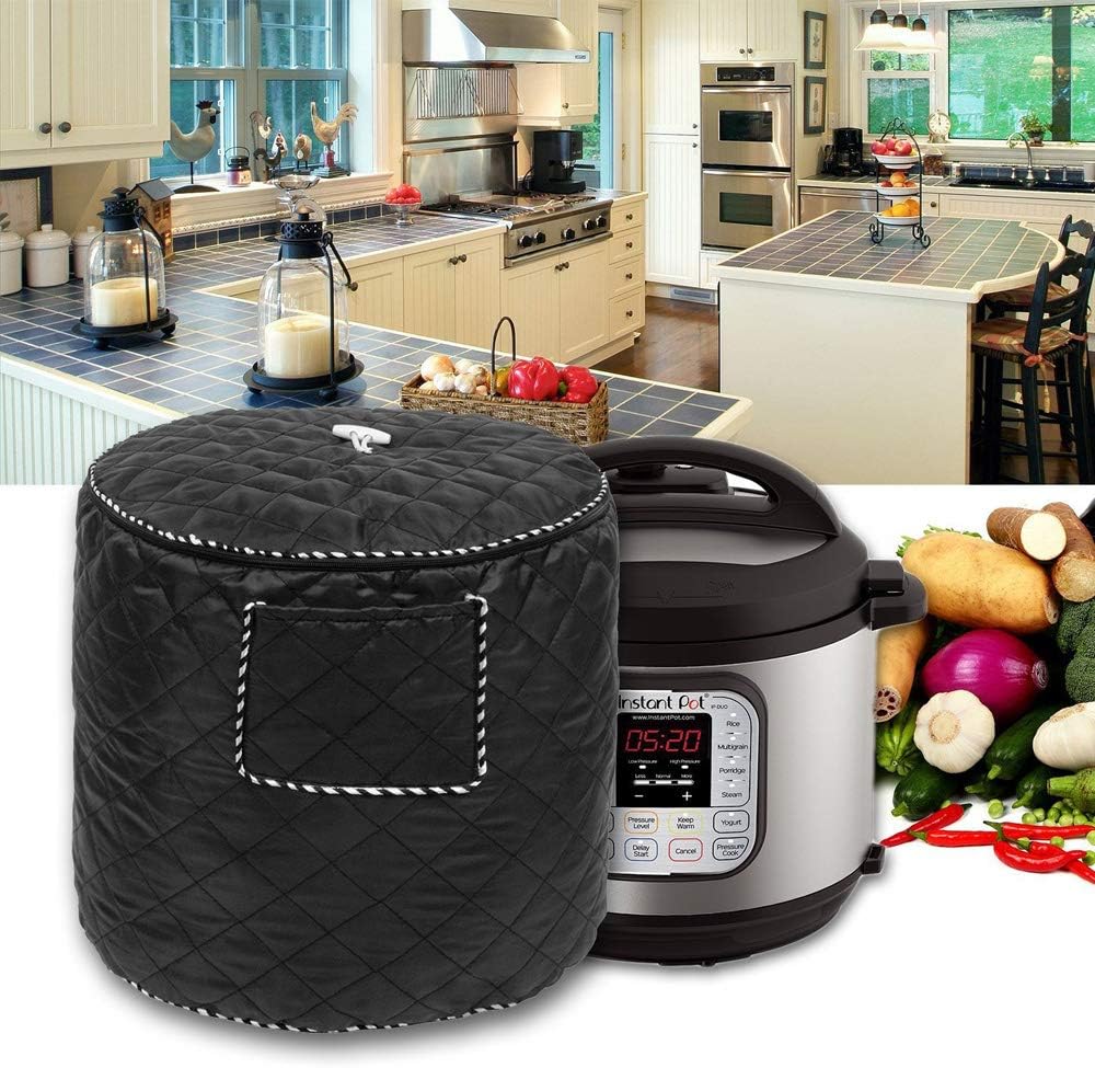Air Fryer Cover for 6 Quart Instant Pot and Electric Pressure Cooker with Pocket, Dust-Proof Cover, Black
