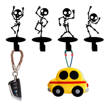Xedatric Gothic Home Decor, Halloween Easter Skeleton Hooks, Set of 4 Skull Shaped Wall Decor for Spooky, Halloween Decor and Teen Boy Room Art