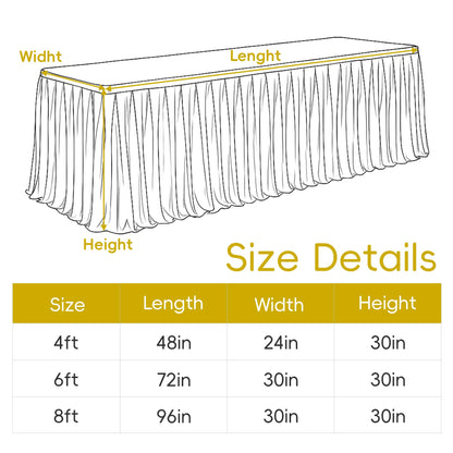 Dark Gold Satin Glitter Tablecloth for Rectangle Tables 6ft,Wrinkle Resistant Ruffles Shimmer Party Table Skirt,Washable 6FT Rectangle Table Cloth Skirt For Birthday,Baby Show,Party,Wedding,Banquet