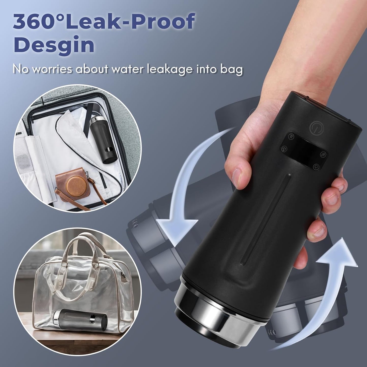 Portable Electric Kettle for Travel, 110-240V Auto, with LCD Display, 4 Temperature Settings, 350ML Stainless Steel