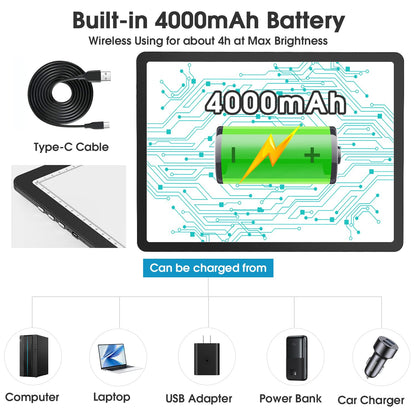 Rechargeable A3 Light Pad for Diamond Painting, High-Brightness Tracing Light Box with 6 Levels of Brightness, Side Physical Buttons & 3 Colors, Light Board for Diamond Art, Drawing, Sketching