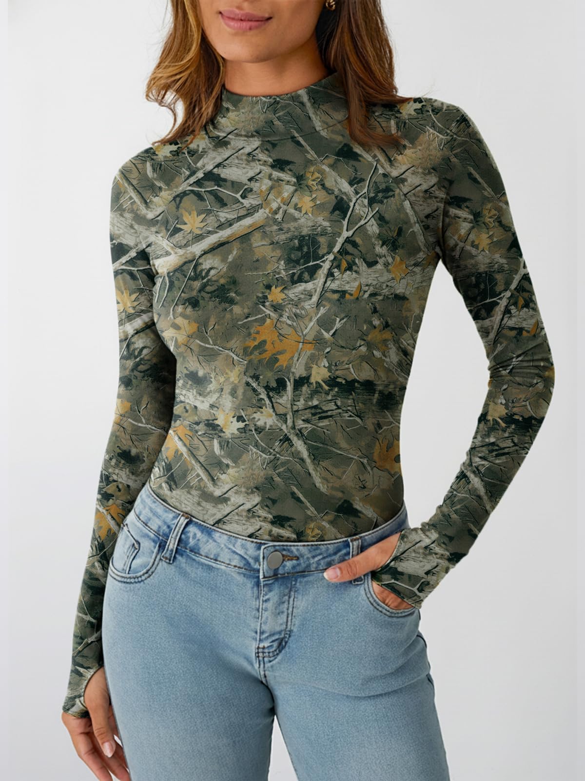 Dealmore Lace Sheer Long Sleeve Floral Mesh Mockneck Trendy Cute Going Out Tops for Women Fall Fashion Outfits 2025 Clothes