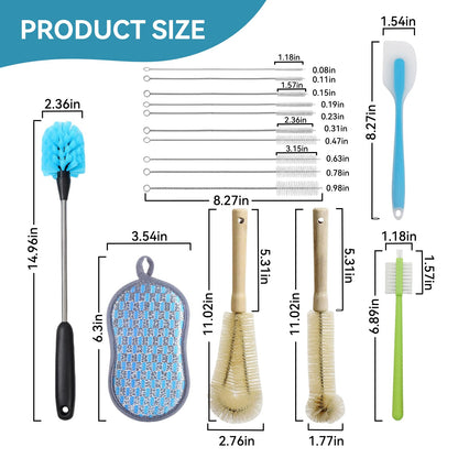 Heavy-Duty Multi-Purpose Kitchen Brush Set | for Meat Grinder, Mixer & Home Cleaning | Complete Kit for Stubborn Residue Removal (16-Piece Set)