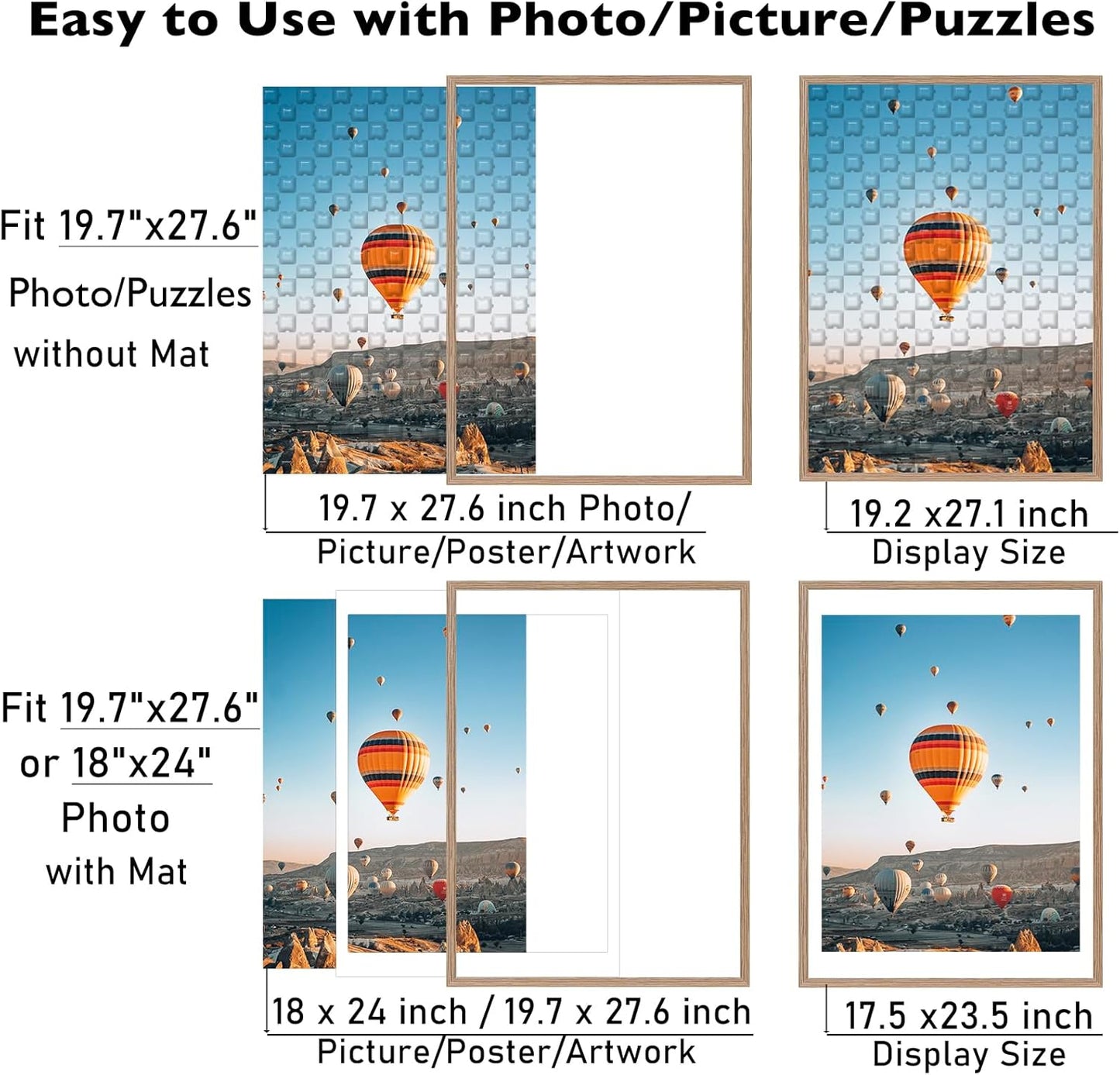 19.7x27.6 50x70 cm 18x24 19.7 27.6 19.7 27.6 inch 1000 JCJMY Puzzles Frame for Puzzles Poster Photo Picture, Display