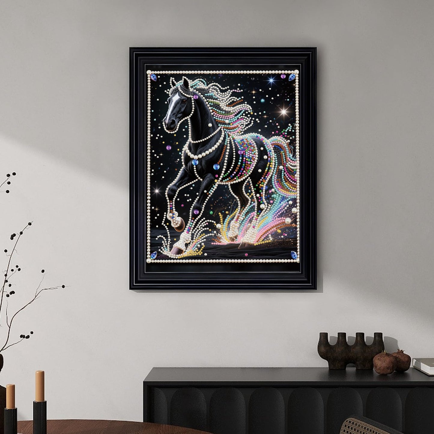 WSLWXSHM Pearl Diamond Painting Kits for Adults Horse, 5D Special Shape Diamond Art Kits for Beginners, Crystal Rhinestones Diamond Painting for Home Wall Decoration Gift 12×16inch/30×40cm Animal