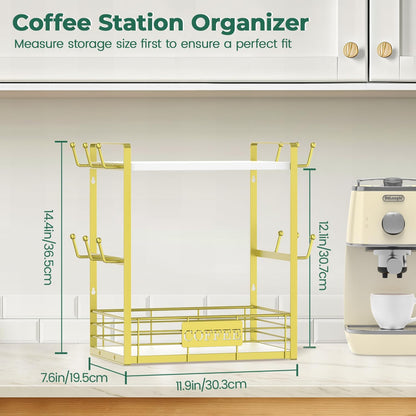 2 Countertop 12 EsLuker.ly Coffee Mug Cup Holder Tree Bar Station Organizer, Tier Mug Stand Rack for Kitchen, Storage