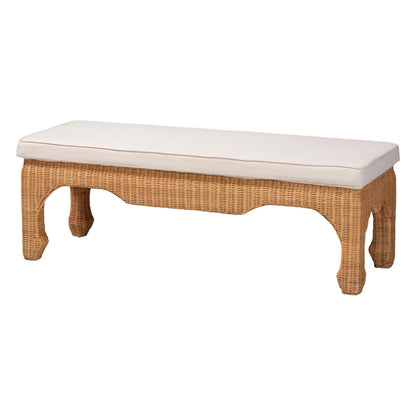Bali & pari Abena Ming Style Natural Rattan Furniture, Wicker Accent Furniture for Hallway, Living Room Or Foyer, Bench