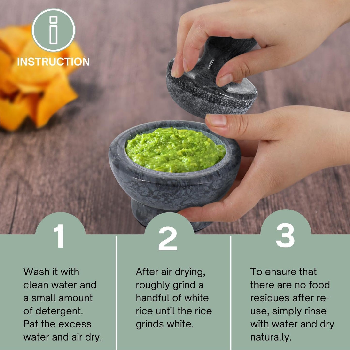 Flexzion Small Marble Stone Mortar and Pestle Set (Black) - 4 Inch, 1/2 Cup Capacity Kitchen Hand Grinder for Spices