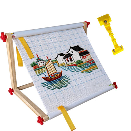 Wooden Cross Stitch Frame & Embroidery Stand with Adjustable Multi-Function Clip, Lap or Table Holder for Needlepoint, Quilting, Craft Supplies