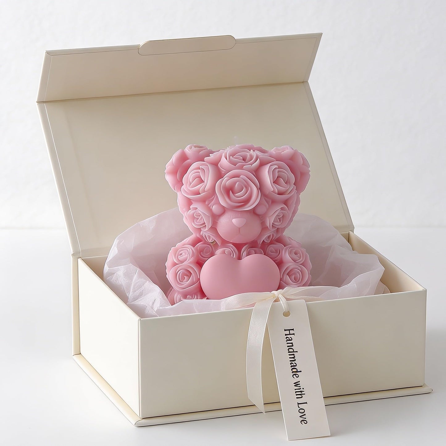 Midnadiy Large Rose Bear Candle Mold,New 3D Teddy Bear Silicone Molds for Candle Making, Resin Casting, Home Decoration,Handmade Soap, Valentine's Day Gift