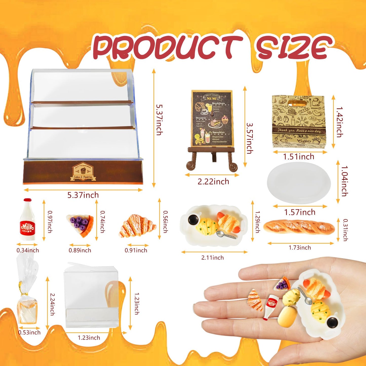92 Pcs Miniature Bakery Case Cake Stand Cabinet with Mini Foods Set Miniature Food Cake Bread Dessert Milk Donuts for 1:12 Scale Mini Bakery Bread Shop Scene Models Mini House Kitchen Accessory