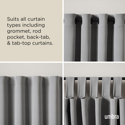 Umbra Midnight Black-Out Curtain Rod for Window, Works with All Room-Darkening Panels, Adjustable 42" to 120", Nickel