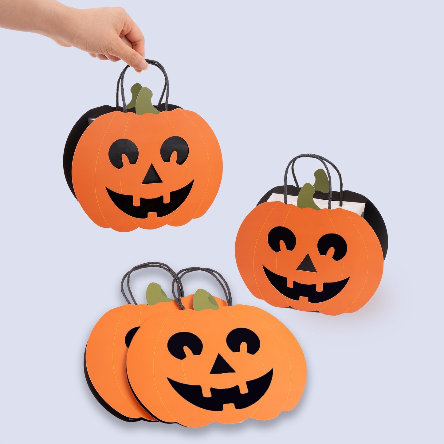 Cheerland Halloween Bags Pumpkin Paper Gift Bag Spooky Decorations Trick or Treat Candy Goodie Bag for Birthday Summerween Horror Classroom Baby Shower Fall Autumn Supplies 8pcs