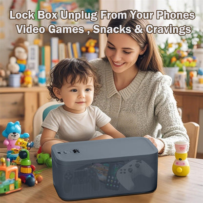Lockable Storage Box,Medicine Lock Box Travel Case,Refrigerator Bin Container for Food,Medicines,Snacks,Locking Mobile Cell Phone Device Jail,Lockbox for Office,Home,School,Father Gift (Navy Small)