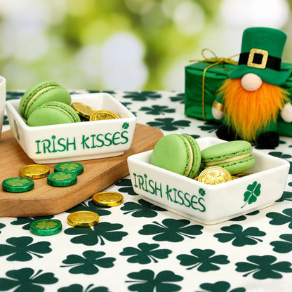 ISTOOLL St Patricks Day Decorations-2pcs Ceramics St Patrick's Day Candy Dish-St Patrick's Candy Storage for Home Kitchen Tiered Tray Table Party Centerpieces Decor