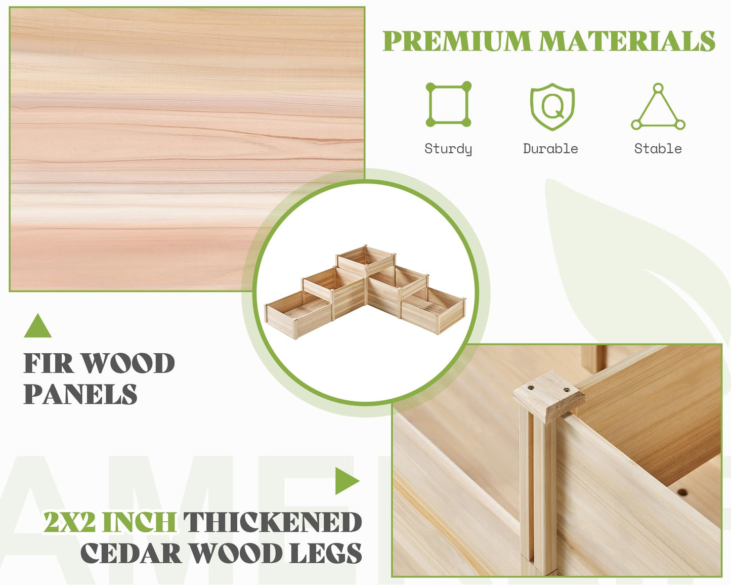 SPECRAFT Raised Garden Bed 3-Tier Outdoor Planter Box, Fir Wood with Dividers, Shape Adjustable, Tool-Free Assembly, Ideal for Growing Vegetables, Herbs & Flowers