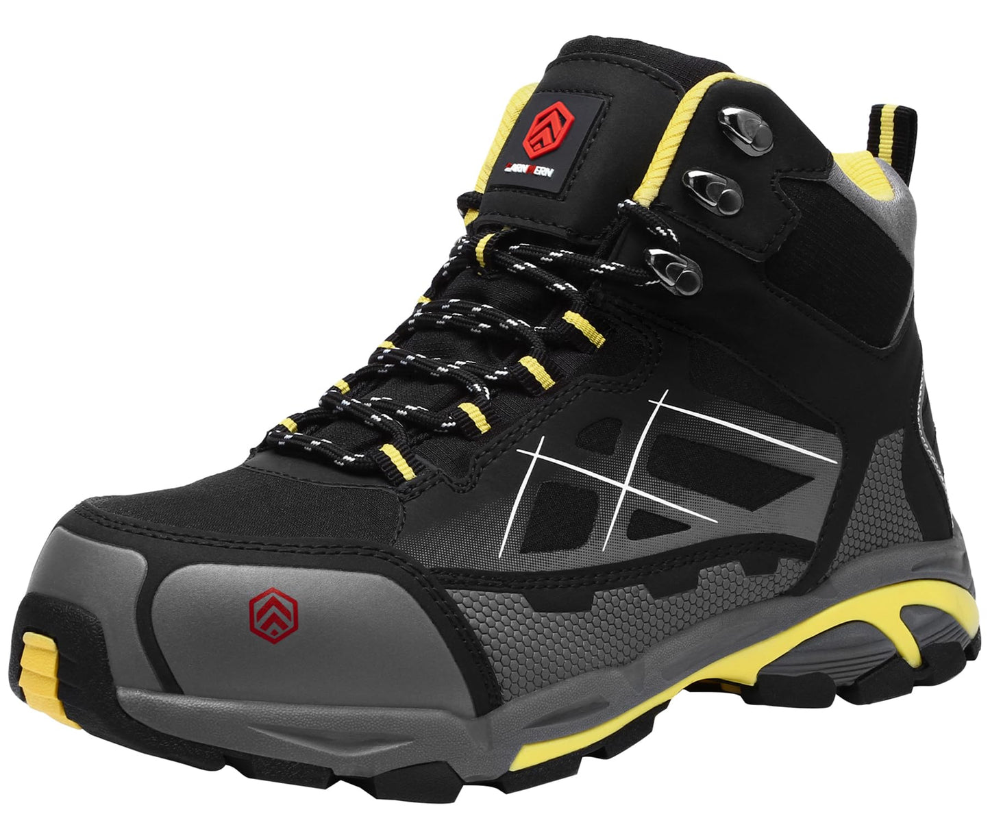LARNMERN Steel Toe Boots Mens Outdoor Work Boots Safety Working Shoes Indestructible Industrial Construction Footwear Slip Resistant Puncture Proof Static Dissipative Comfortable Breathable Durable