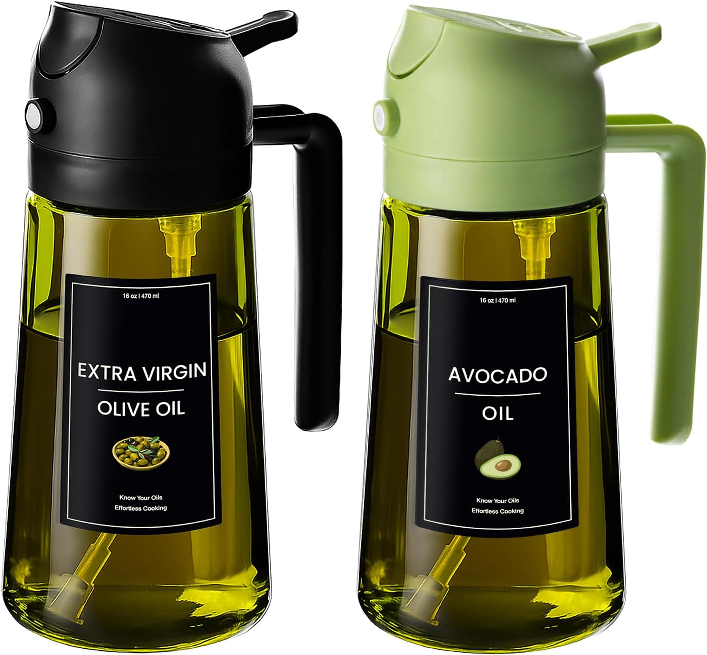 16oz/470ml 2 1 CXINYI - Olive Oil Dispenser for Kitchen with Stickers - in Olive Oil Sprayer for Cooking, Air Fryer