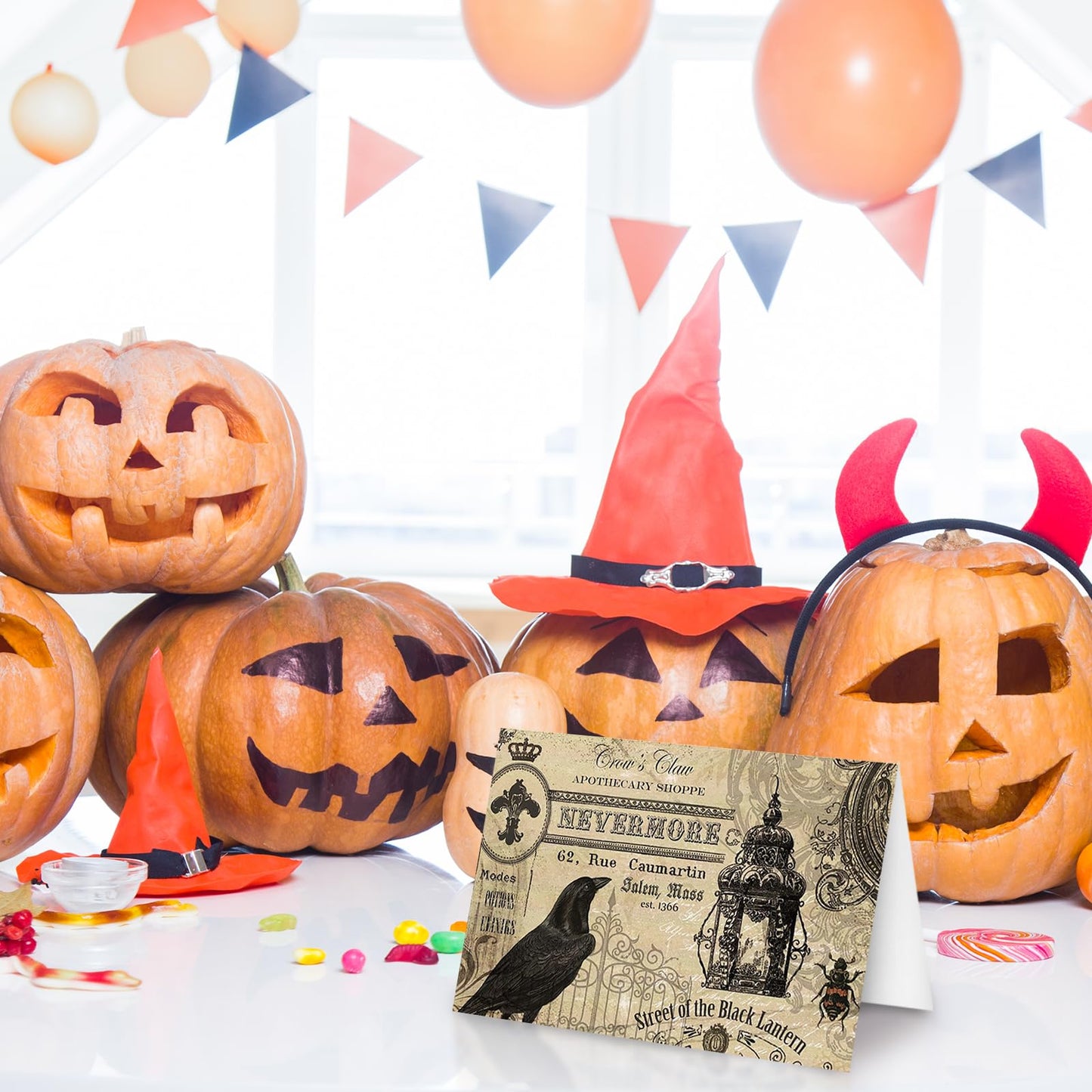 Whaline 36 Pack Halloween Greeting Cards Vintage Owl Crow Skull Blank Note Cards with Envelopes Stickers for Party Invitation Supplies, 4 x 6 Inch