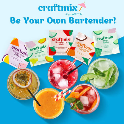 Craftmix Variety Pack Cocktail & Mocktail Drink Mixer, Skinny Mixes - Water Flavoring Packets - Made With Real Fruit - Vegan Low-Carb, Low-Sugar, Non-GMO, Dairy Free, Gluten Free, 24 Pack