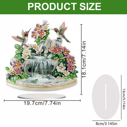 CEOVR Hummingbird Diamond Painting Tabletop Ornament, Bird Flower Diamond Art Kits for Adults, Special Shape DIY 5D Gem Art Crafts, Acrylic Home Desktop Decor with Base, Box Kit, 7.67×7.87inch