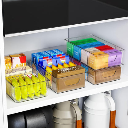 Yieach 8 Pack Stackable Snack Organizer for Pantry Shelf,Clear Pantry Organizers and Storage Bins