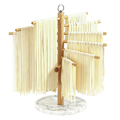 Pasta Drying Rack with Transfer Wand and 7 Bars, noodle drying rack Easy to Transfer for Drying Pasta and Cooking, Special Suspension Design for Large Storage pasta rack easy use pasta dryer