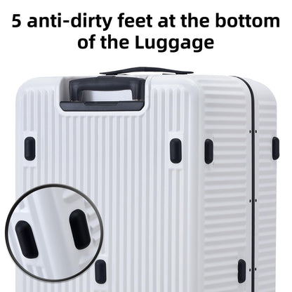 Kaleenie 2 pieces 20/29 Aluminum Frame Carry On and Checked Luggage Set with Side Opening, Lightweight Hardshell ABS+PC Trunk Suitcase with TSA Lock, 360° Universal Wheels & Adjustable Handle, White