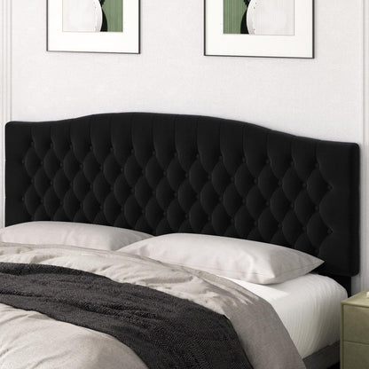 Befurtori King Headboard Only, Upholstered Headboard King for Adjustable Bed Velvet Tufted Wall Mounted Head Board with Solid Wood Legs Head Board, Black