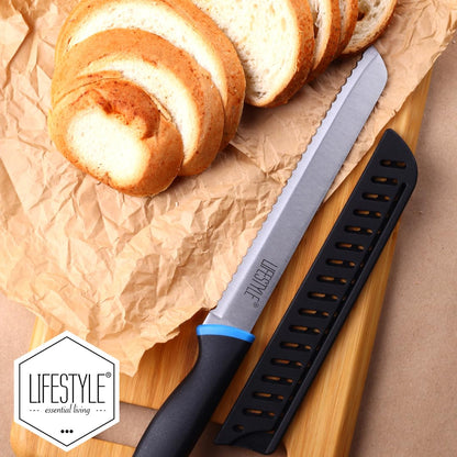 LIFESTYLE 20CM Serrated Bread Knife, Precision Kitchen Tool for Homemade Loaves, Pastries, and Baguettes, Ultra Sharp Blade for Clean Slices, Versatile Alternative to Utility, Paring, and Chef Knives