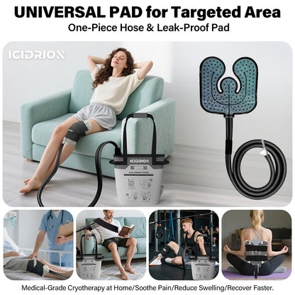 Cold Therapy Machine, Programmable Ice Machine for Knee After Surgery, Portable Knee Replacement Recovery System, Cryotherapy Pain Relief w/Compression Pad