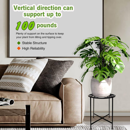Aonagi 15" 2 Pack 11" 100lbs, Tall Metal Plant Stand, Wide Round Plant Stand for Flower Pots Up to Rustproof Iron Plant