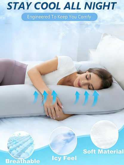 ZZZhen G-Shaped Pregnancy Pillow - 56 Inch Maternity Support with Grey Microfiber Cover for Comfort