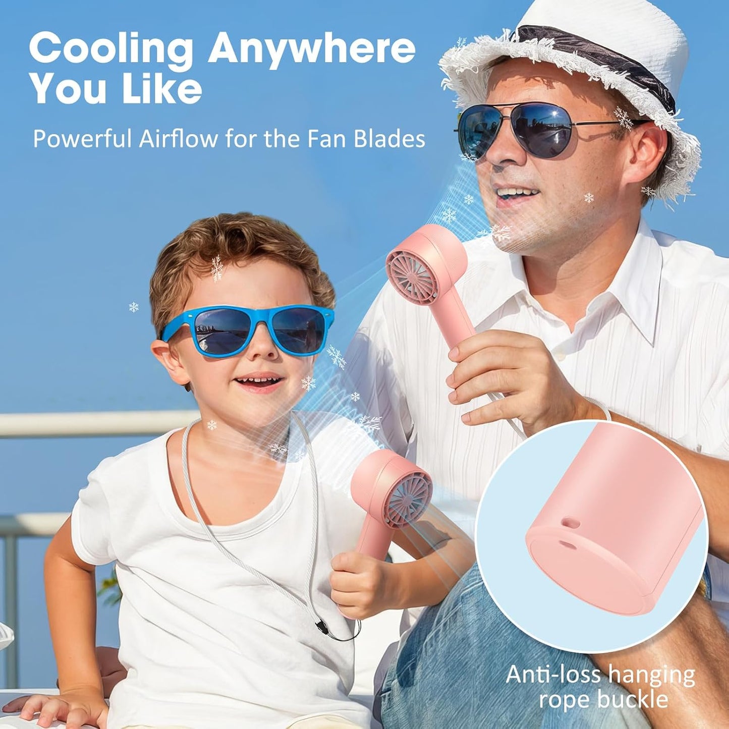 Portable Handheld Fan Rechargeable: Mini Personal Fan with 4 Speeds, USB 2600mAh Battery for Kids, Travel, Office