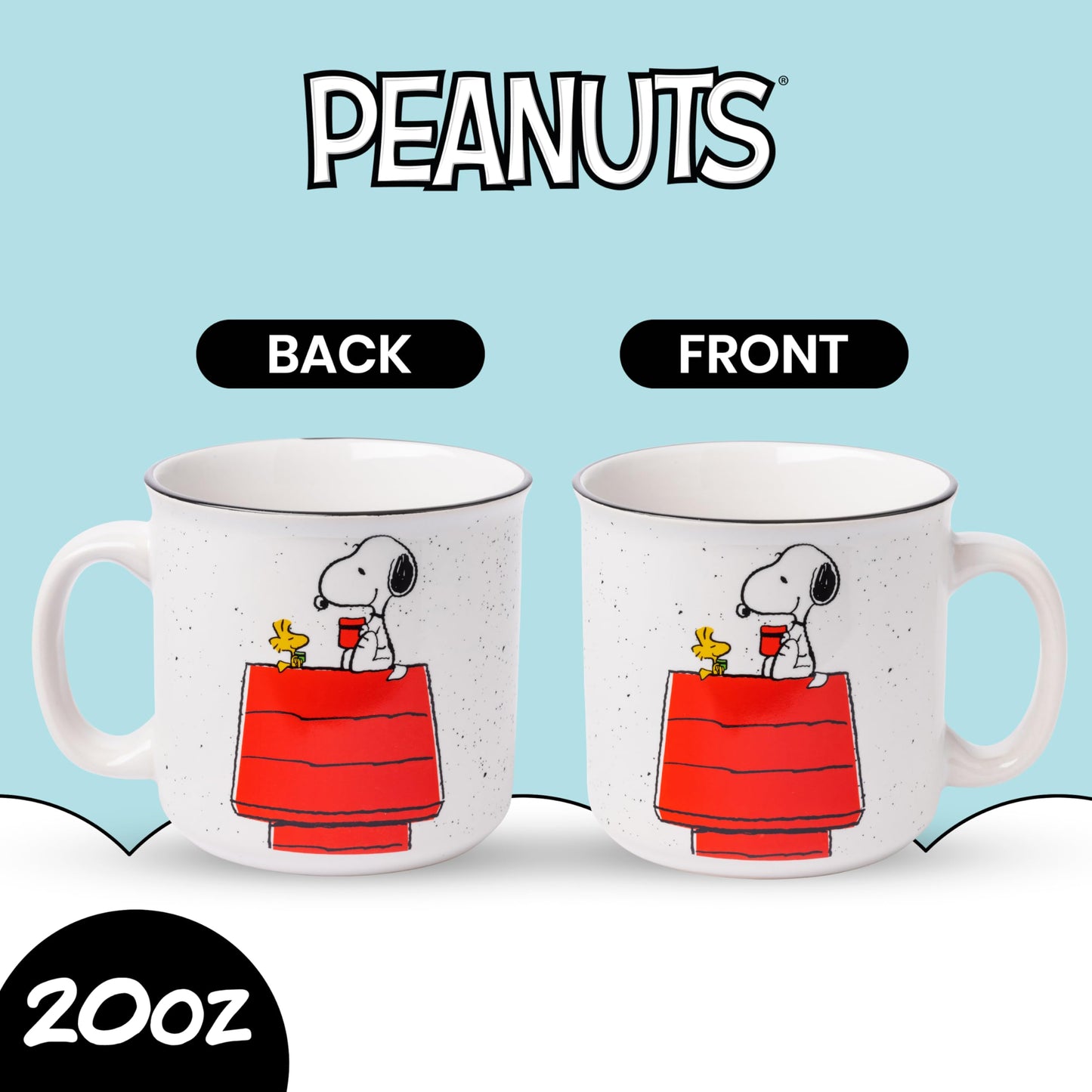 Silver Buffalo Peanuts Snoopy and Woodstock Get Cozy Ceramic Camper Mug, 20 Ounces