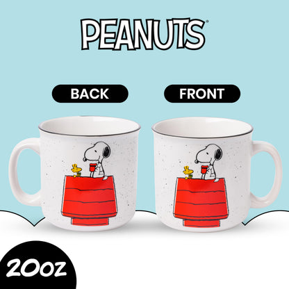 Silver Buffalo Peanuts Snoopy and Woodstock Get Cozy Ceramic Camper Mug, 20 Ounces