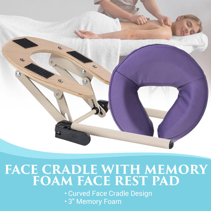NRG Vedalux Portable Massage Table Package | Purple | Folding Lightweight Massage Bed | Professional Spa Table with Face Cradle, Hanging Armrest & Carrying Case