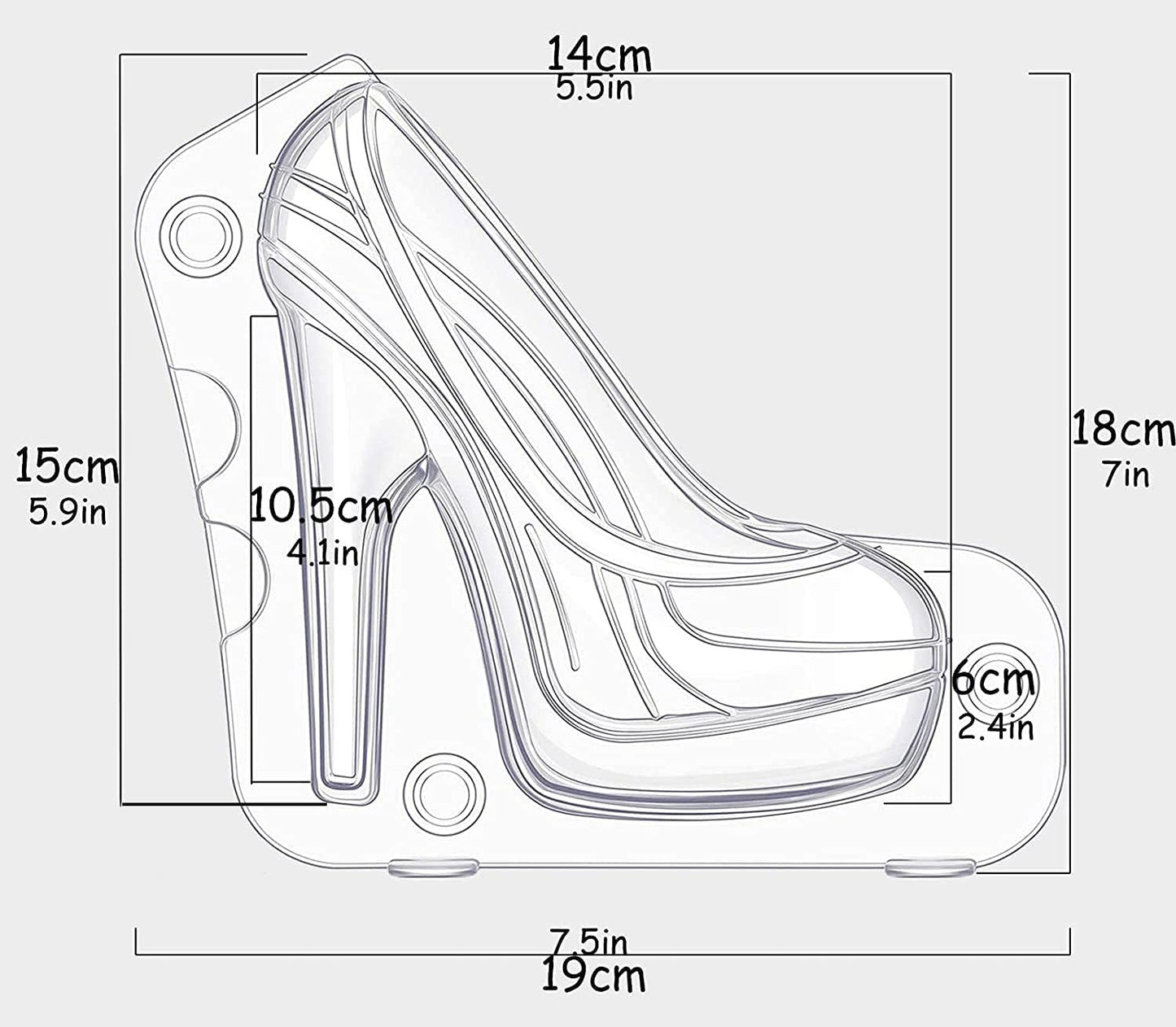 High Heel Chocolate Mold - 3D Shoe Candy Mold for Birthday Cake, Large Chocolate Molds, Fondant Heel Mold.