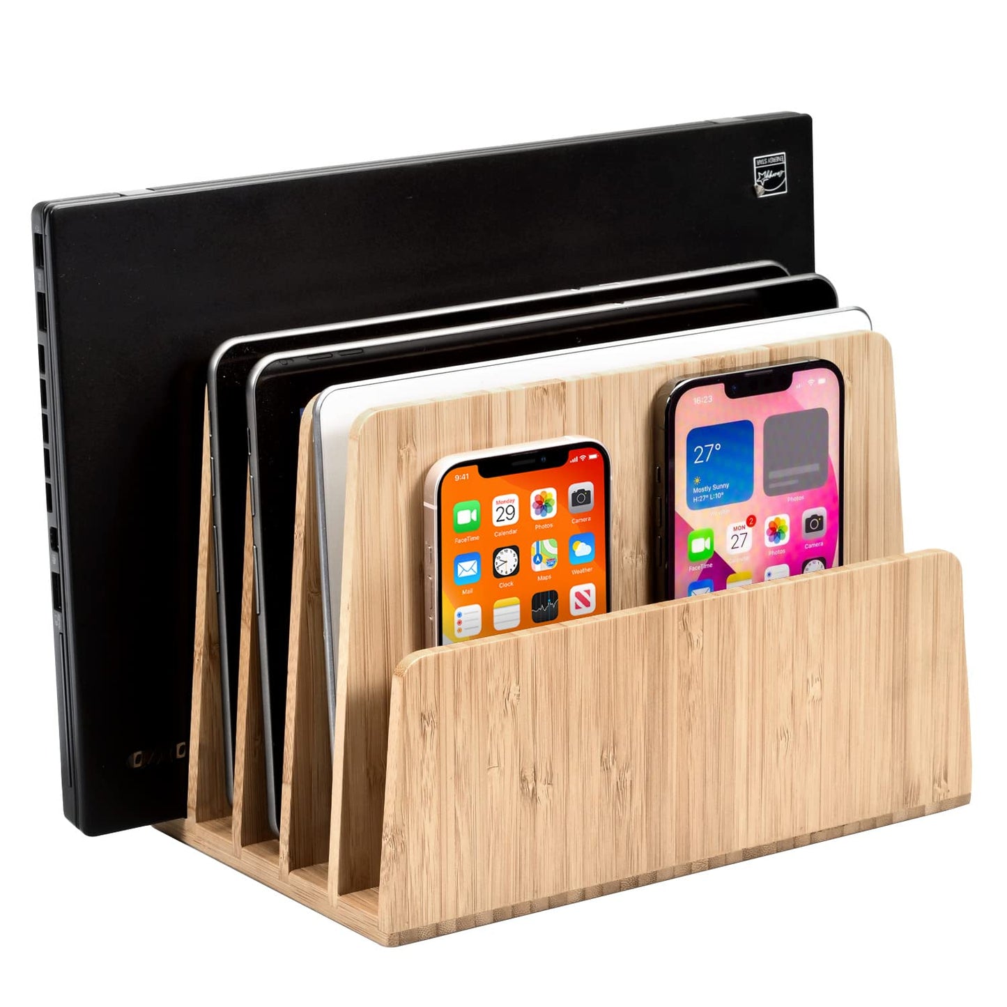 MobileVision Bamboo Device Organizer for Smartphones, Tablets and Laptops, 10 Slots