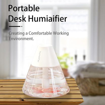 INVODA Mini Humidifiers, 260ml USB Personal Cool Mist Humidifier, Cute Volcanoes Desktop Air Humidifier with Night Light