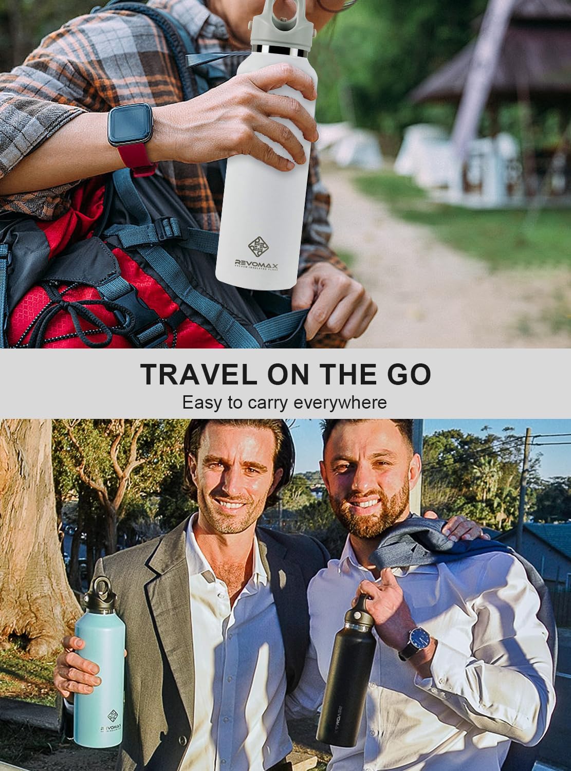 20oz 36H Cold/18H RevoMax Insulated Water Bottle, One-Hand Open Design, Vacuum Stainless Steel Water Bottles, Keep Hot