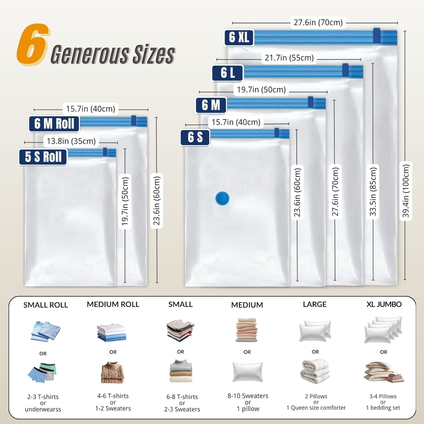 Skiennix 35 Pack Vacuum Storage Bags - Compression Space Saver for Bedding & Clothing | Hand Pump Included