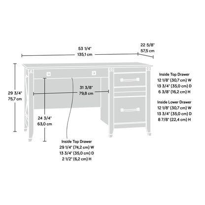Sauder Carson Forge Vintage Rustic Computer Desk for Home Office with Drawers, in Washington Cherry; L: 53.19" x W: 22.64" x H: 29.80"