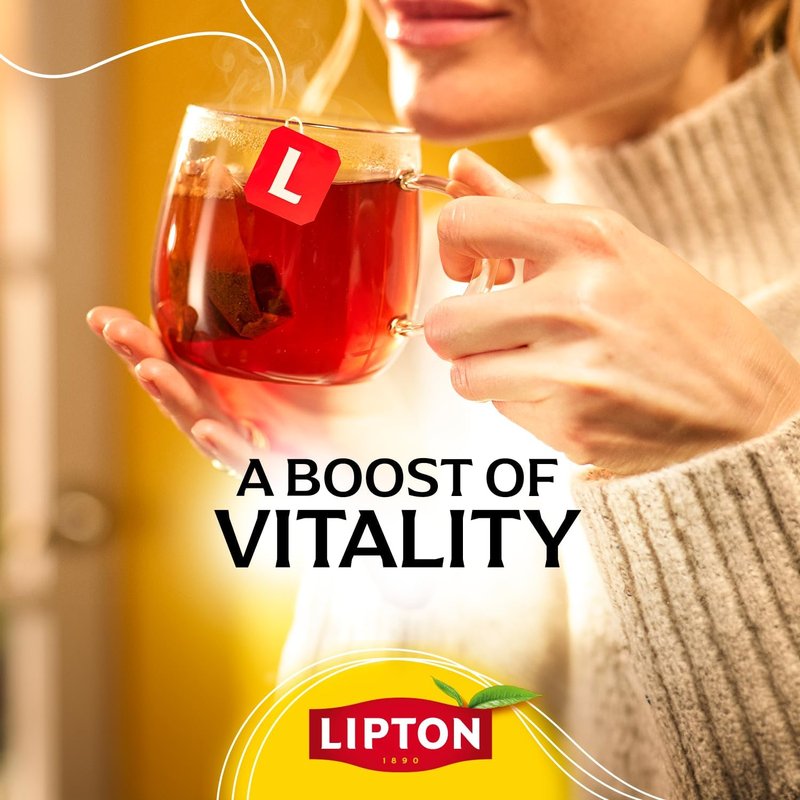 Lipton Black Tea Bags 600-Count Premium Breakfast Tea with High Caffeine for Hot or Iced Tea Beverages, 100% Rainforest Alliance Certified Bulk Tea, 6-Pack of 100 Bags Each