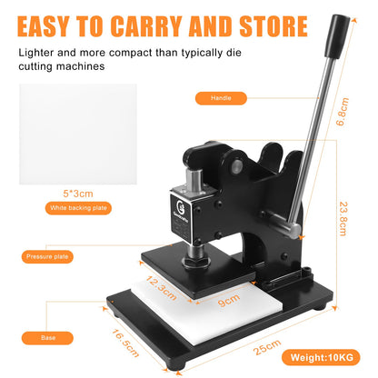 Leather Cutting Machine 1 Ton,12x9cm Die Cutter Stamping Machine Embossing Plate Manual Die Cutter Hand Press Mold Cutter Leather Die Cut Leathercraft Cutting Machine DIY Tool for Various of Materials