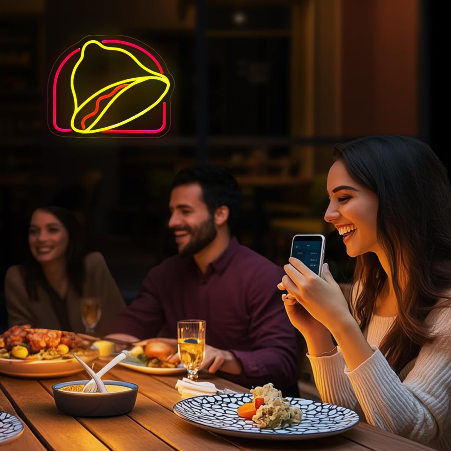 Taco Bell Neon Sign, Taco Bell Merch Gifts,LED Neon Light for Wall Decor, USB Powered for Mexican Restaurant Decor for Tacos Bar Kitchen Pub Christmas Birthday Gifts