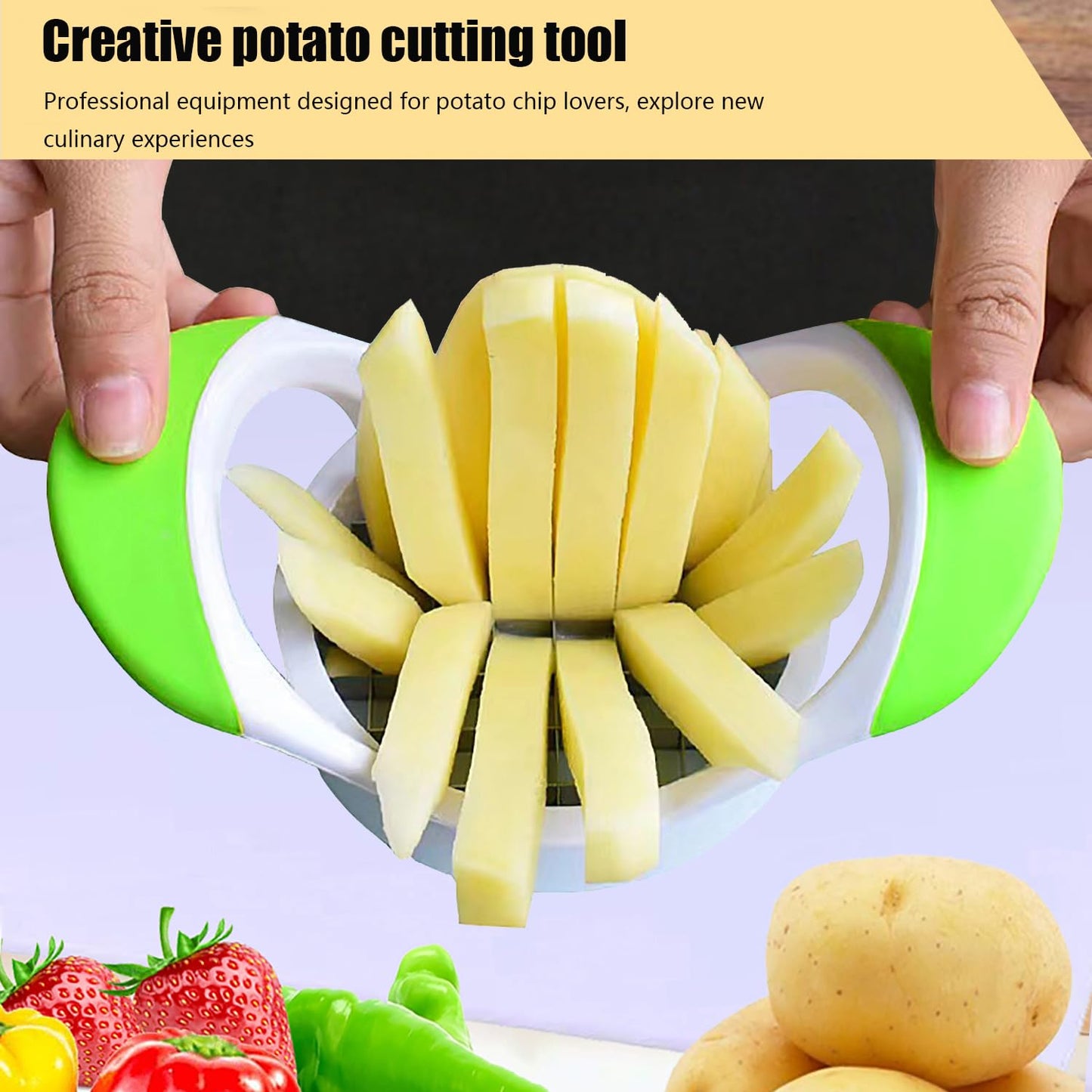 Crinkle Cutter, Stainless Steel Wavy Chopper Slicer Vegetable Salad Garnishing Tools with Cleaning Brush, Fry Cutter for Potatoes (3-piece Set)