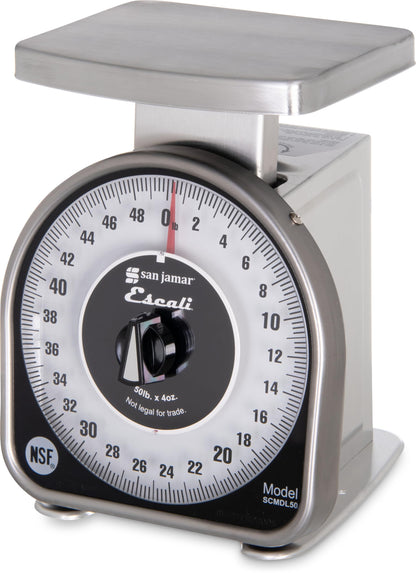 San Jamar Escali Analog Food Scale – SCMDL50 Mechanical Food Scale for Kitchens and Restaurants, Easy-Read Dial, Non-Slip Base, 50lb Capacity, 4oz